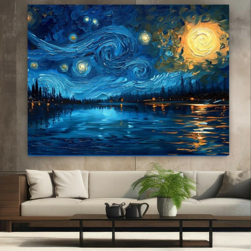 پوستر طرح بک لایت نقاشی ونگوک مدل ماه پر نور کد BK22674