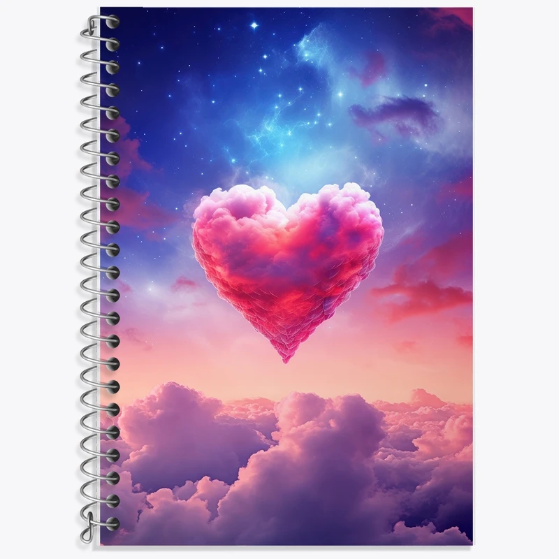 دفتر زبان 50 برگ خندالو مدل سه خط طرح ابر قلبی کد F2663