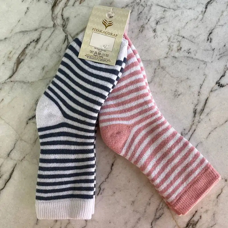 جوراب ساق بلند نوزادی فیاکا مدل FF06 مجموعه دو عددی