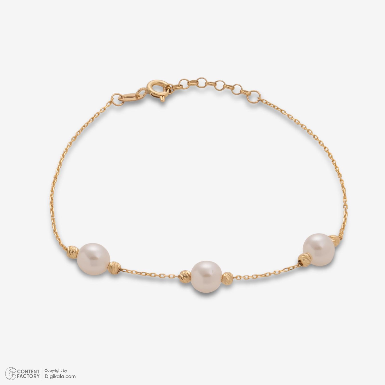دستبند زنجیری طلا 18 عیار زنانه حافا گلد مدل مروارید کد br009 -  - 5