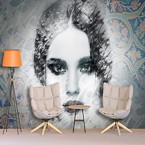 پوستر دیواری سه بعدی مدل چهره دختر نوشته نستعلیق شکوفه DVRF2462