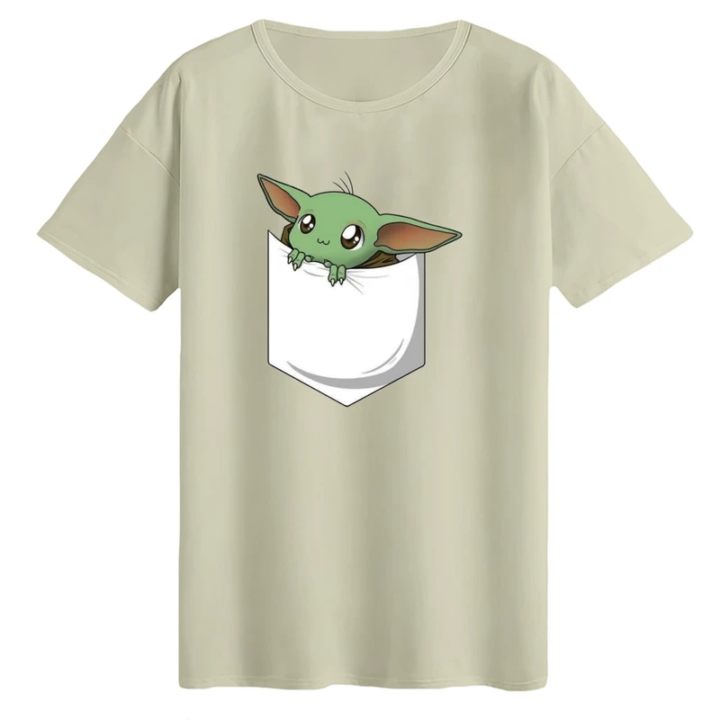 تی‌شرت لانگ آستین کوتاه زنانه مدل بیبی یودا جیبی