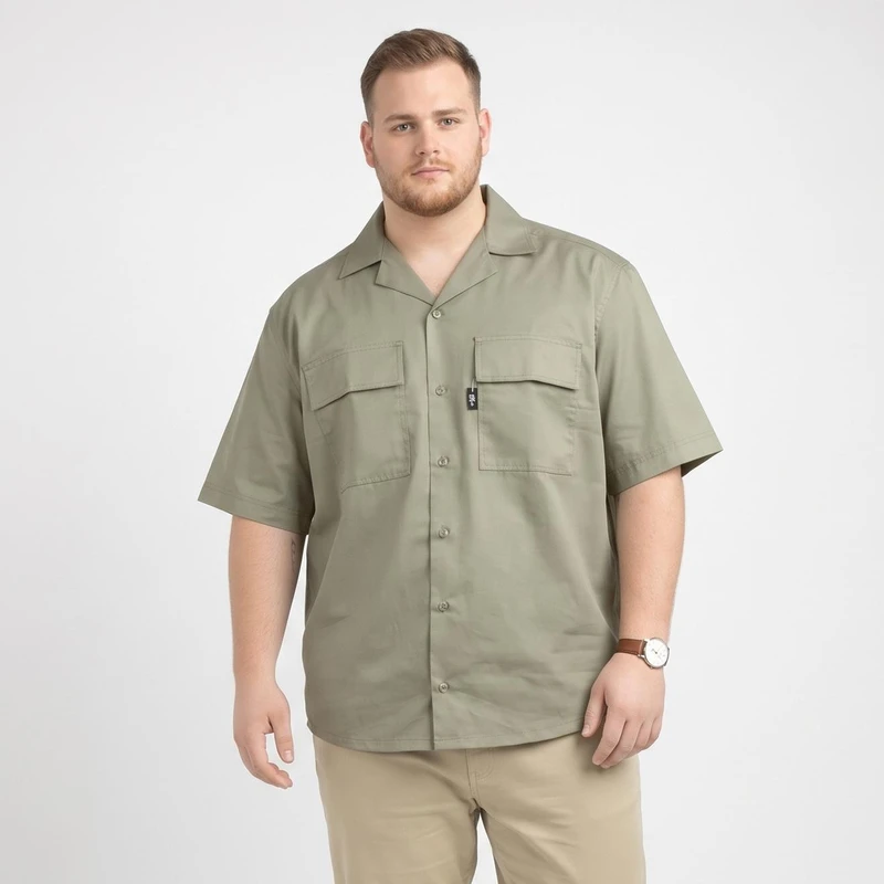 پیراهن آستین کوتاه یقه برگردان با تنخور معمولی (regular fit) مردانه مدل Chic1010