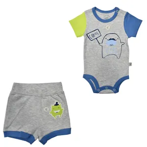 ست بادی و شلوارک نوزادی نیلی مدل monster s 2022