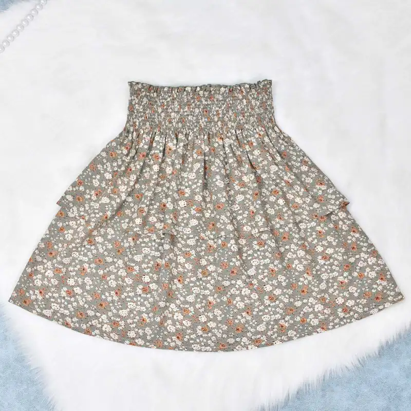 دامن چین‌دار زنانه دل آویز مدل H386 رنگ زیتونی