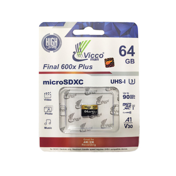 کارت حافظه microSDXC ویکو من مدل Final 600X Plus کلاس 10 استاندارد UHS-I U3 سرعت 90MBps ظرفیت 64گیگابایت
