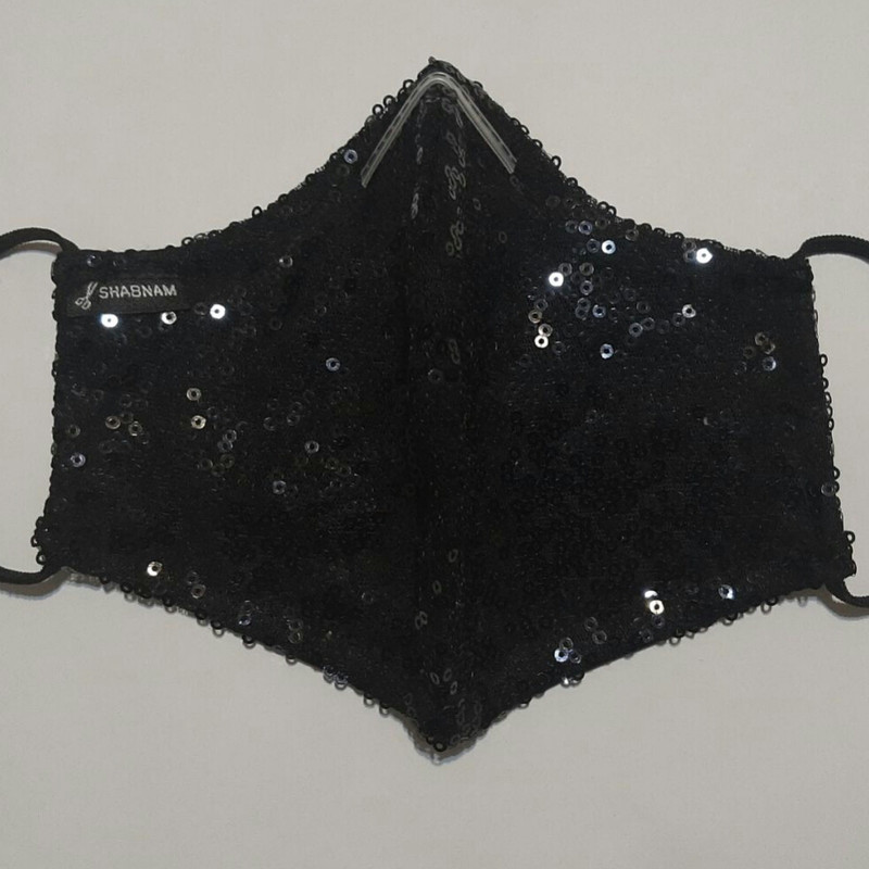 ماسک پارچه ای زنانه مدل طرح تور پولکدار کد torpolk3