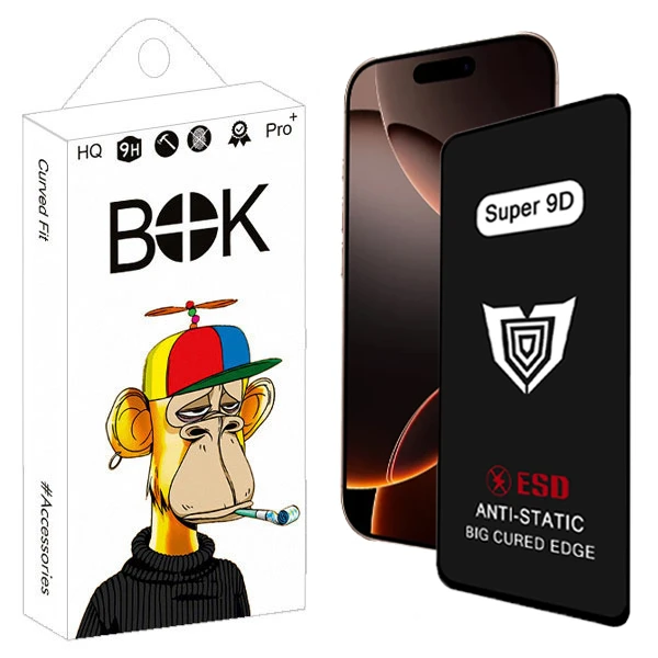 محافظ صفحه نمایش بوک مدل Super 9D مناسب برای گوشی موبایل اپل iphone 16 pro max