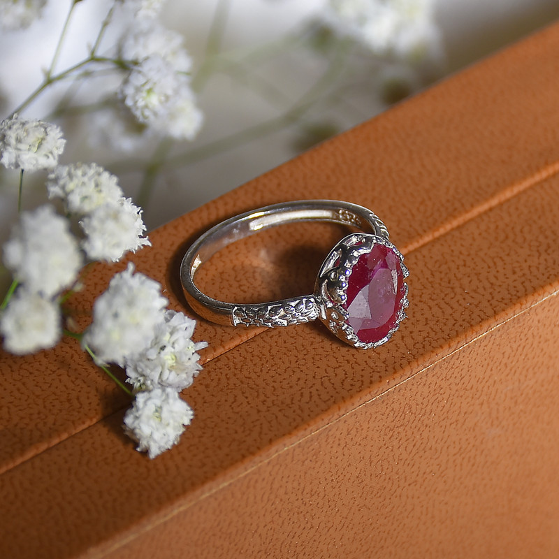 انگشتر نقره زنانه نقره جات لطفی مدل یاقوت کد ANZS05E01