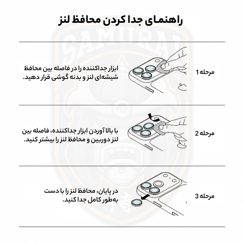 محافظ لنز دوربین شیشه‌ای سامورایی مدل Vision مناسب برای گوشی موبایل آنر 600 Pro