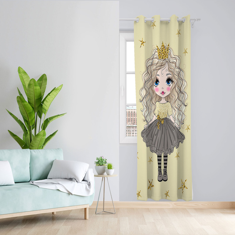 پرده مدل اتاق کودک دخترانه مخمل پانچی کد 1003 سایز 140x200 سانتی متر