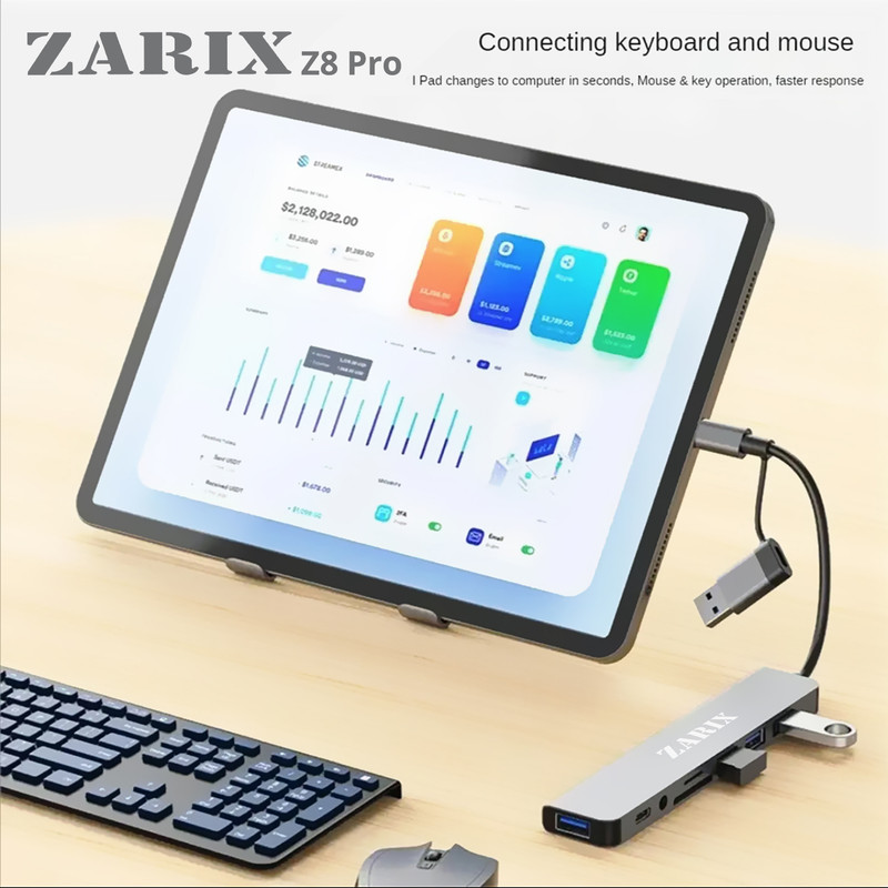 هاب 8 پورت USB 3.0/USB-C زاریکس مدل Z8 Pro
