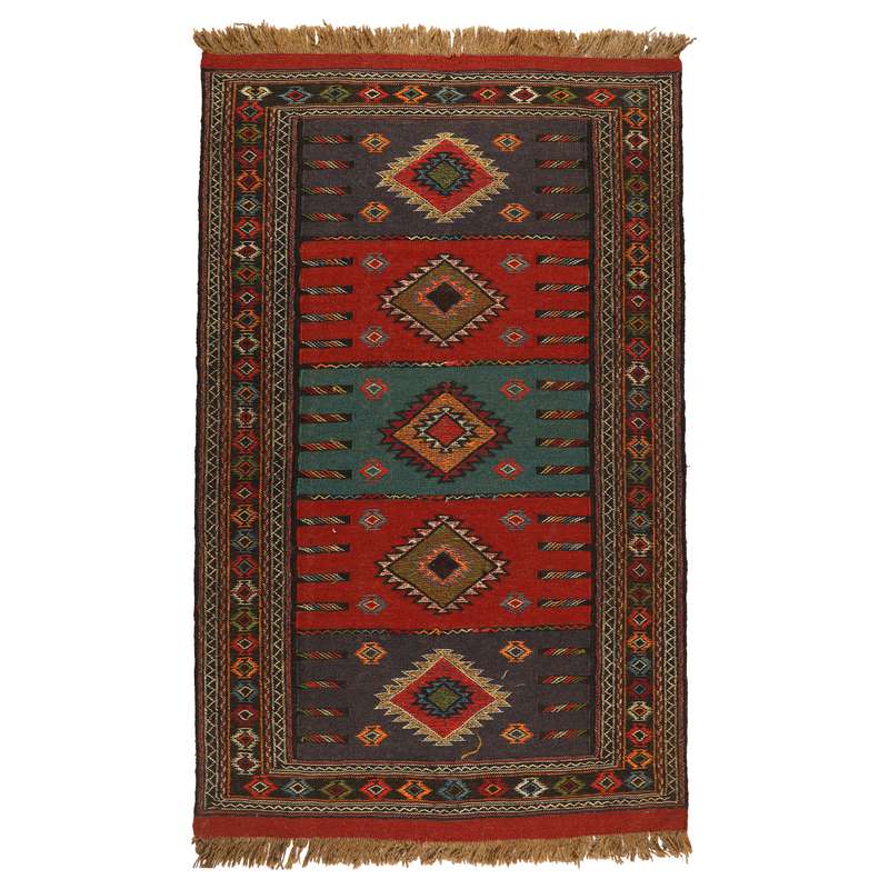 گلیم دستبافت دومتری طرح سفره کردی کد 1405169