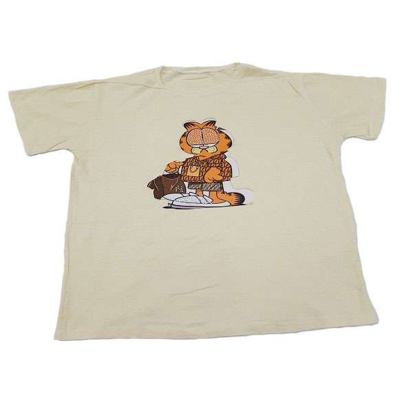 تی شرت آستین کوتاه دخترانه مدل گارفیلد چاپی نگین دار