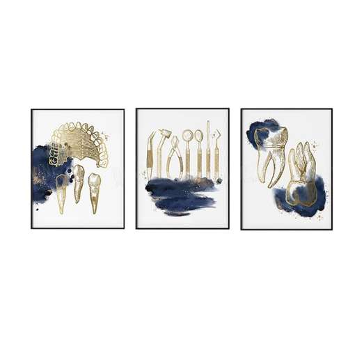 تابلو نقاشی اکریلیک طرح دندانپزشکی کد dec33 مجموعه 3 عددی