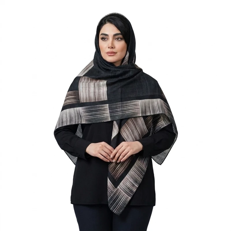 روسری زنانه حریر ژرژت راه‌راه مدل 8090