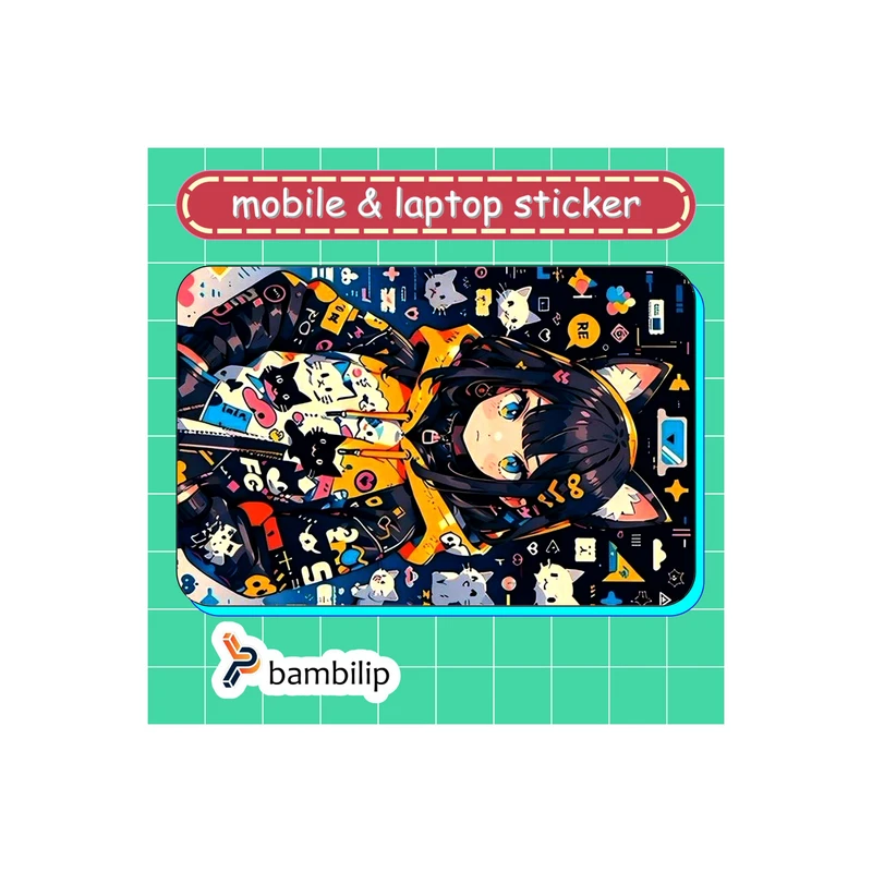 استیکر بامبیلیپ مدل کارت عابر طرح دختر گربه ای کد 6207545