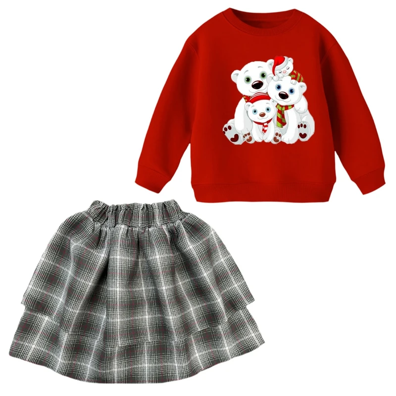 ست سویشرت و دامن دخترانه مدل جوراب کریسمس