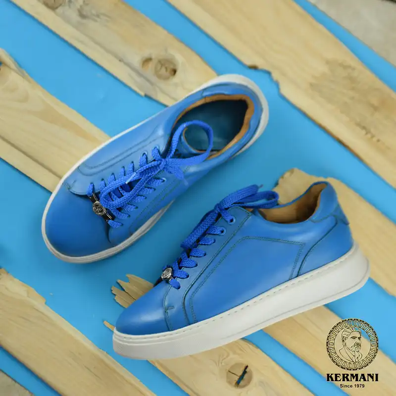 کفش روزمره زنانه کرمانی مدل چرم دستدوز طبیعی کد 510 رنگ آبی