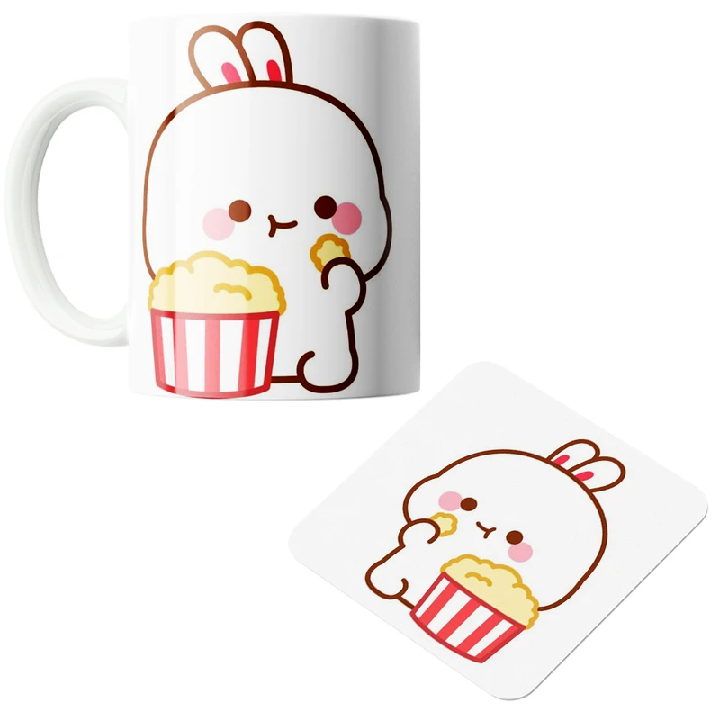 ماگ پاد آفرین مدل فانتزی کد  ۵۳ به همراه زیر لیوانی