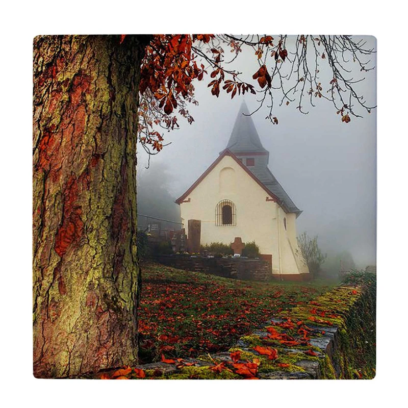  زیر لیوانی  طرح منظره پاییزی و کلبه کد    6189873_5570