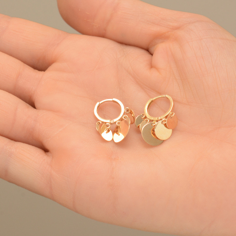 گوشواره طلا 18 عیار زنانه طلای مستجابی مدل روکو دایره کد 12