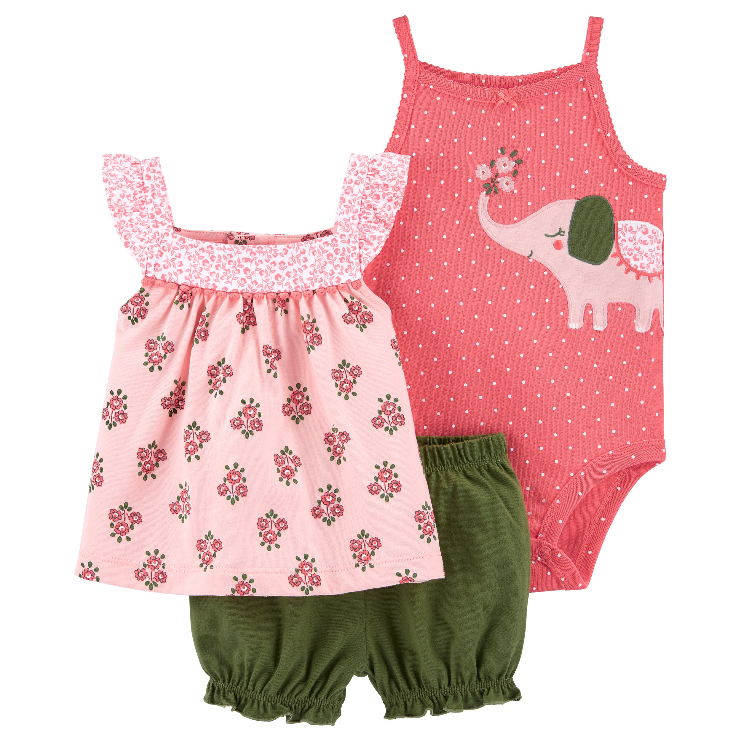 ست 3 تکه لباس نوزادی دخترانه کارترز طرح Little Elephant کد M581