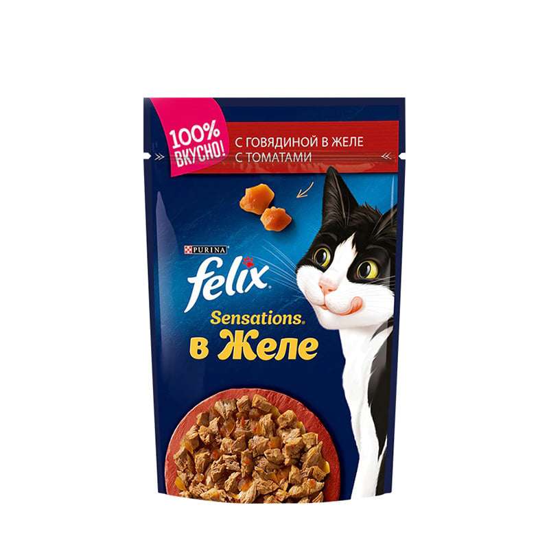 غذای پوچ گربه فلیکس مدل گاو و گوجه در ژله وزن 890 گرم
