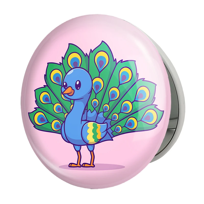 آینه جیبی خندالو طرح حیوانات بامزه طاووس مدل تاشو کد 29683