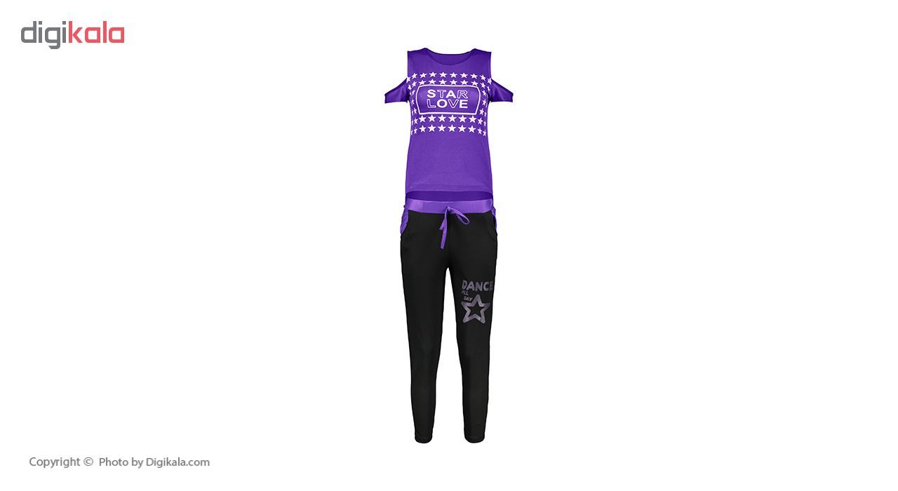 ست تی شرت و شلوار ورزشی زنانه مدل Star-ِD-BR - - 36