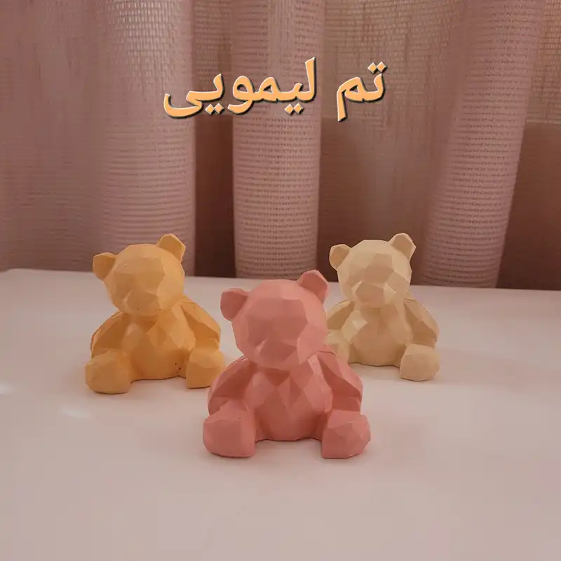 مجسمه سنگی مدل خرس تدی اوریگامی مینیمال مجموعه 4 عددی