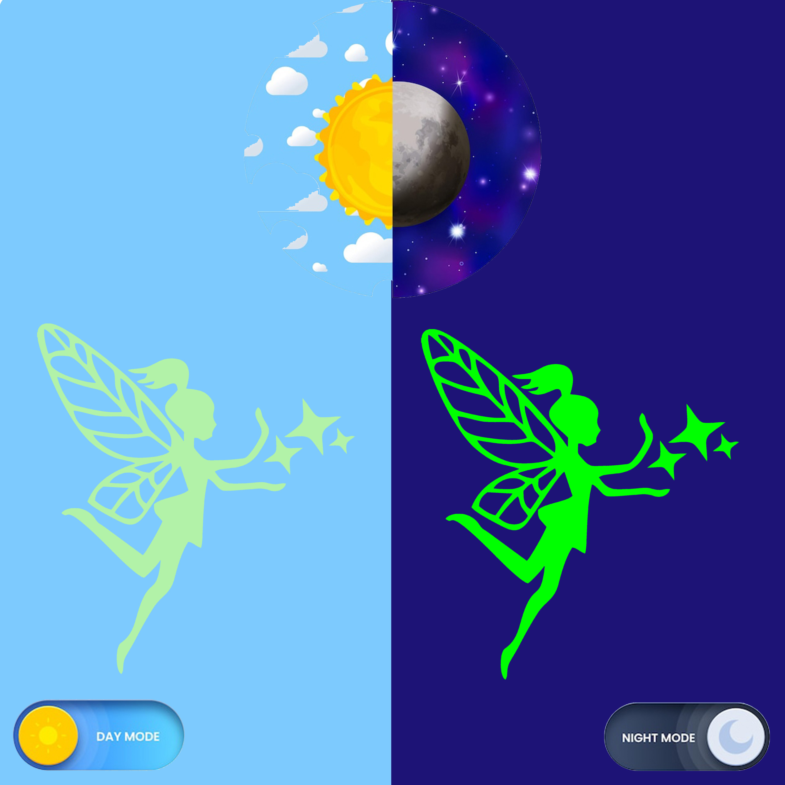 استیکر کلید و پریز مدل شبنما طرح فرشته و ستاره