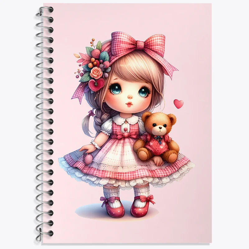 دفتر زبان 50 برگ خندالو مدل سه خط طرح دخترانه کیوت کد N5558