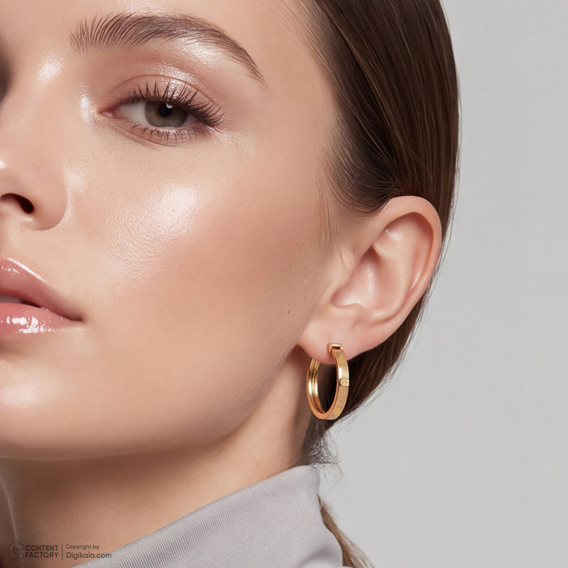 گوشواره حلقه‌ای طلا 18 عیار زنانه گالری طلای مهرسین مدل MK560