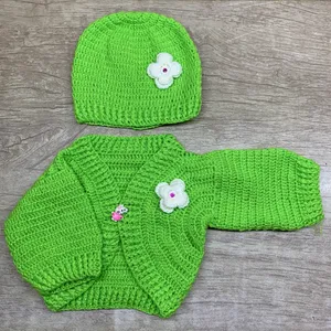 ست ژاکت و کلاه بافتنی نوزادی مدل 5656