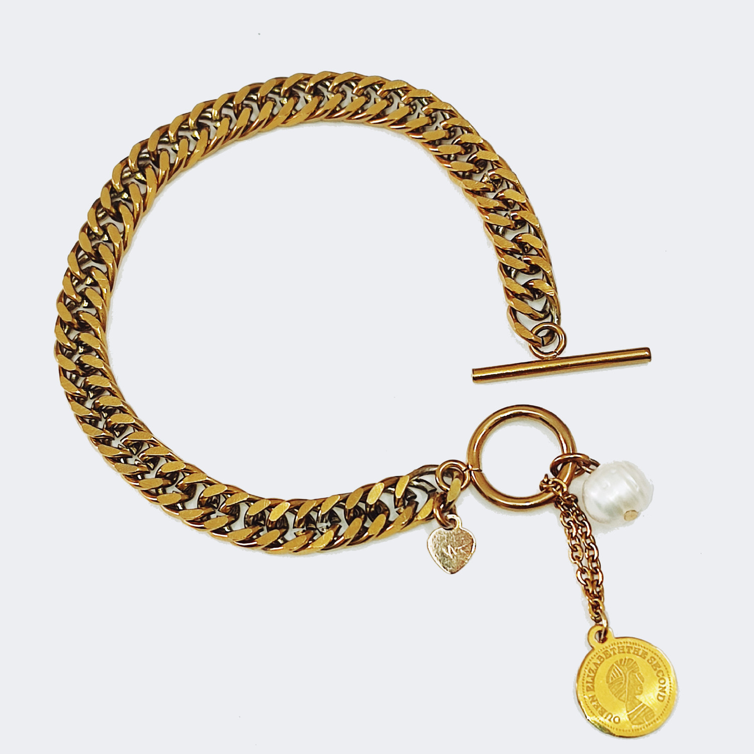 دستبند زنانه مدل آویز سکه الیزابت کد 12 دستبند زنانه مدل آویز سکه الیزابت کد 12