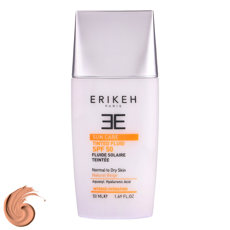 کرم ضد آفتاب رنگی صورت اریکه SPF 50 مدل Tinted حاوی محافظ UVA و UVB مناسب پوست های خشک و معمولی حجم 50 میلی لیتر