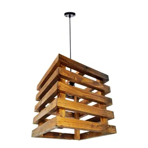 چراغ آویز ای دی ام وود مدل چوبی شیار دار کد W-95