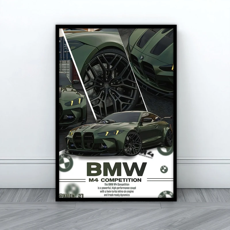 تابلو بکلیت طرح ماشین BMW مدل B-S10747 فریم مشکی