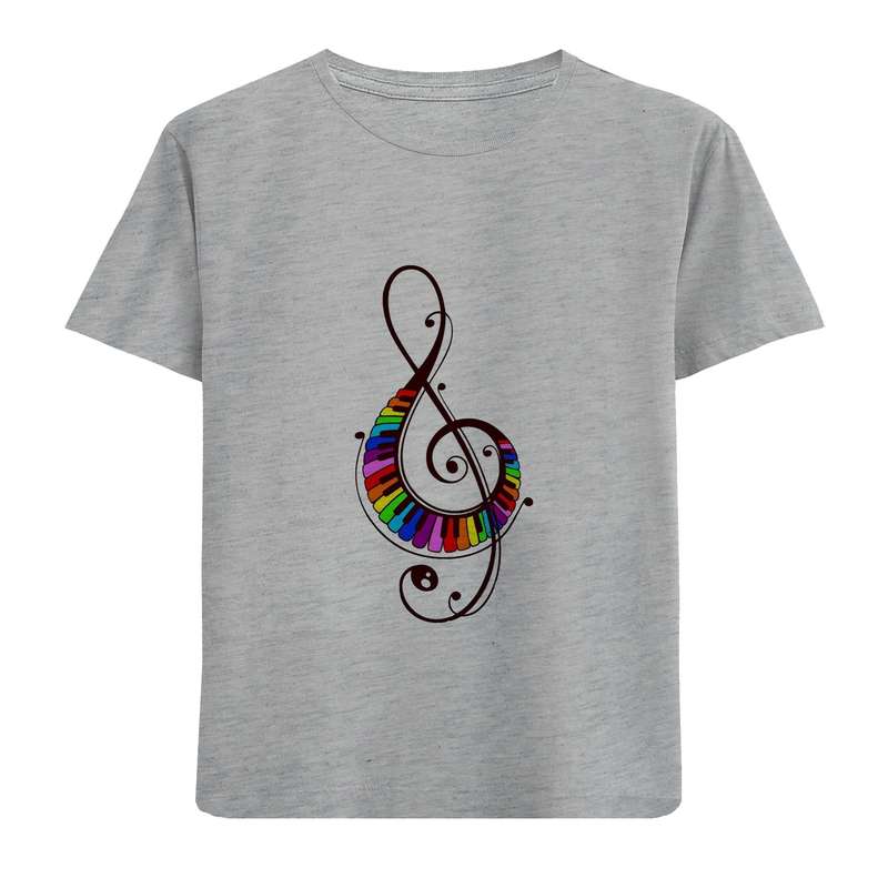 تی شرت آستین کوتاه دخترانه مدل موزیک D410