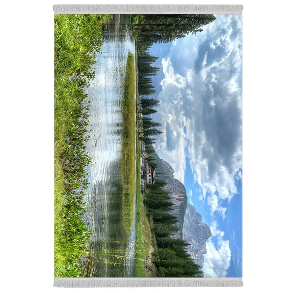 فرش پارچه‌ای دفه مدل فرشینه شانل مخمل طرح فانتزی کد 7059