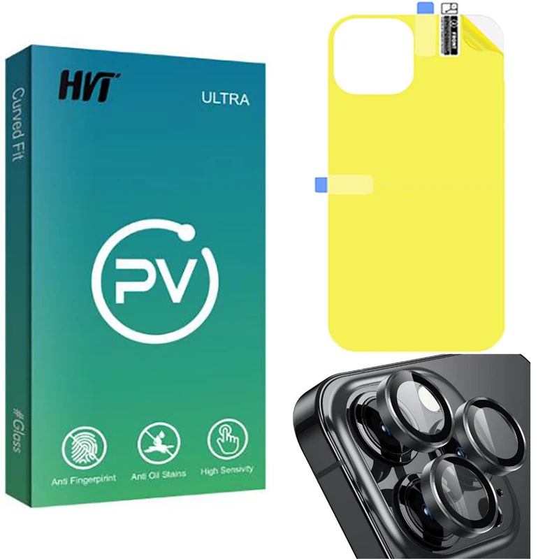 محافظ پشت گوشی اچ وی تی مدل PV مناسب برای گوشی موبایل اپل iPhone 14 promax به همراه محافظ لنز دوربین