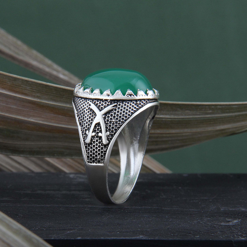 انگشتر نقره مردانه بازرگانی میلادی مدل رکاب سیلندری عقیق کد AM_4243