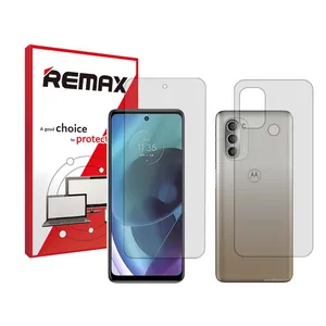 Remax HyGEL model transparent screen protector suitable for Motorola Moto G51 5G mobile phone along with the back of the phone
