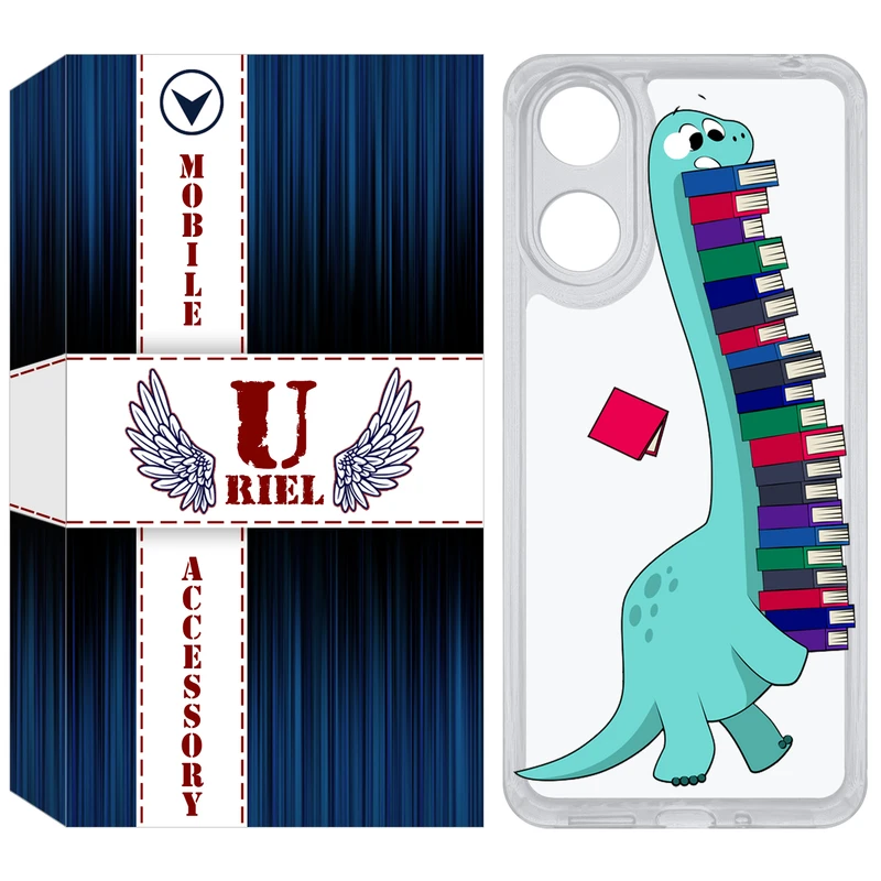 کاور یوریل مدل Clear کد 17 طرح دایناسور کتابخوان مناسب برای گوشی موبایل شیائومی Redmi 13C / Poco C65
