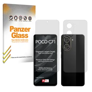 Panzer Glass Resistant model transparent screen protector suitable for Xiaomi Poco C71 mobile phone along with the back protector