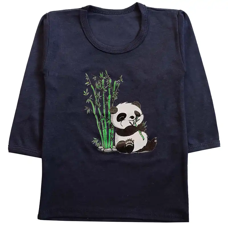 ست تی شرت و شلوار بچگانه مدل پاندا کد 3909 رنگ سرمه ای