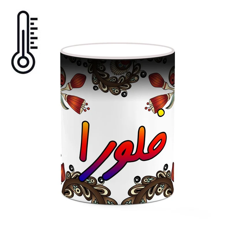 ماگ حرارتی کاکتی مدل اسم فلورا طرح سنتی گل و بته کد mgh46464