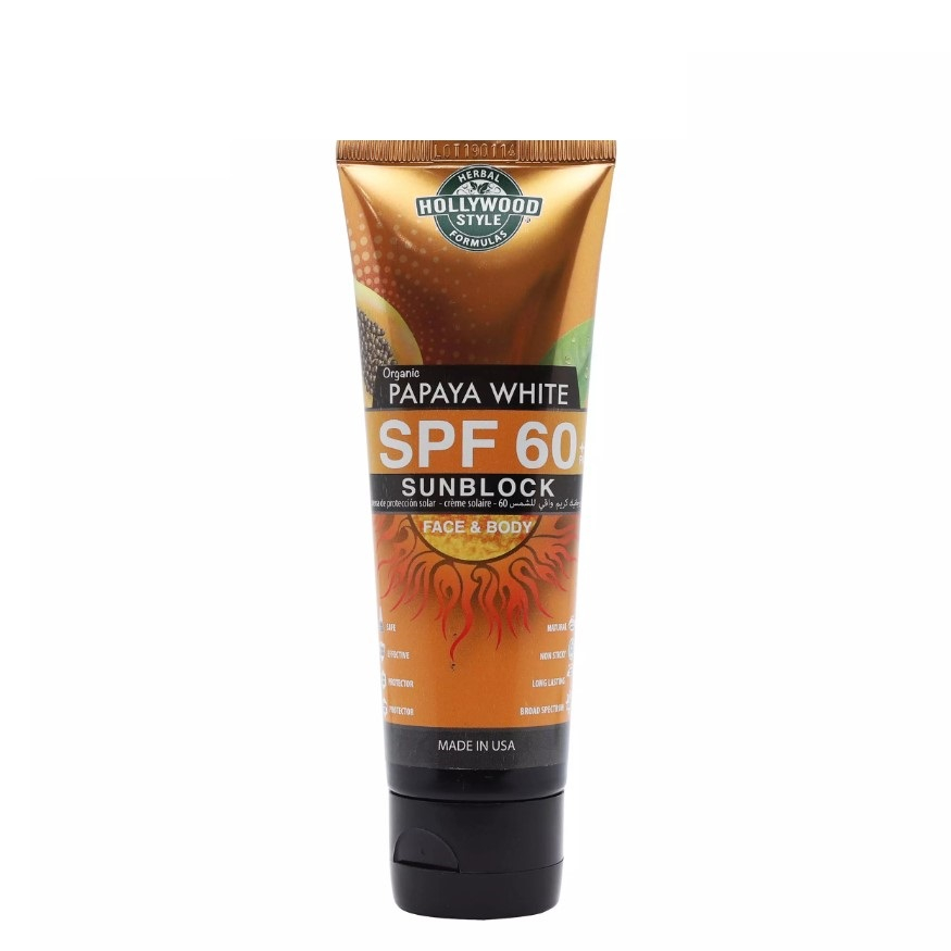 کرم ضد آفتاب بدون رنگ هالیوود استایل SPF 60 مدل پاپایا مناسب انواع پوست حجم 100 میلیلیتر