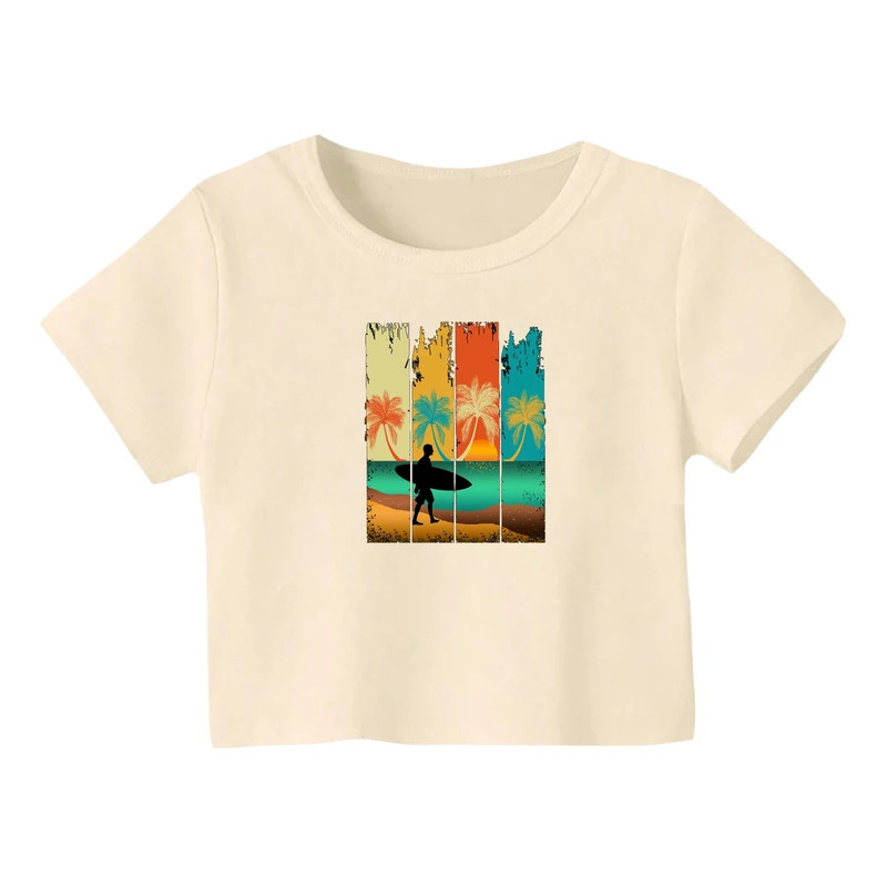 کراپ‌ تی‌شرت آستین کوتاه زنانه مدل تابستون